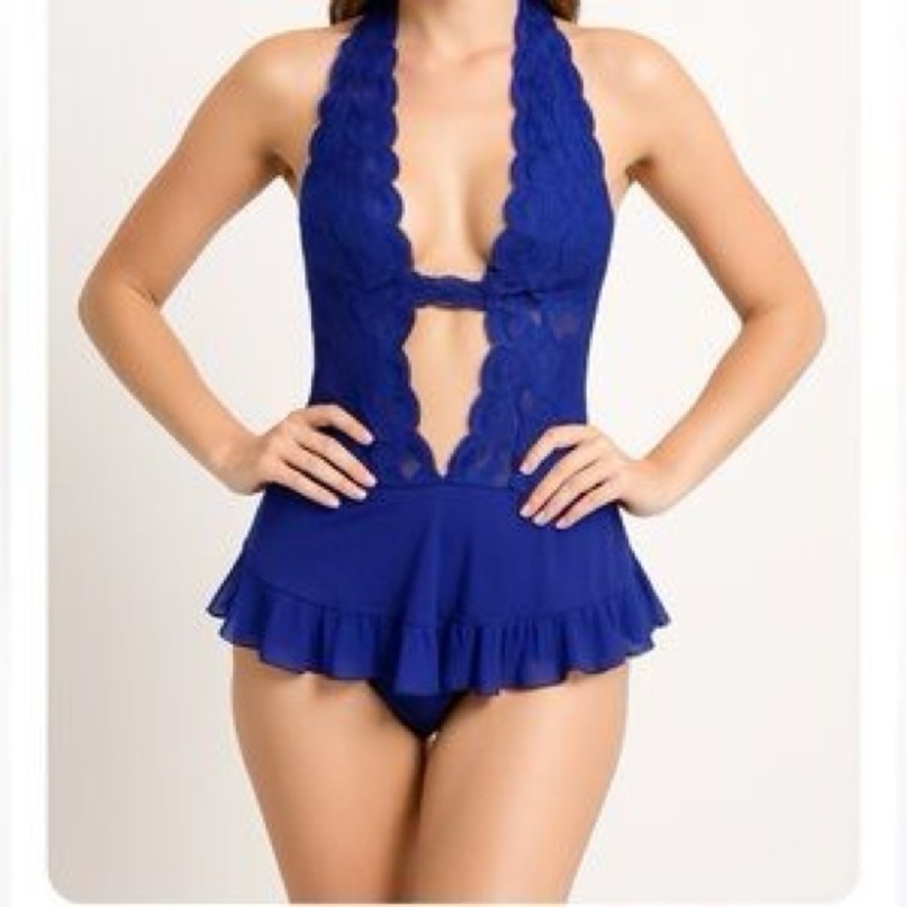 NWOT Frederick’s of Hollywood Lace Skirted Halter Teddy